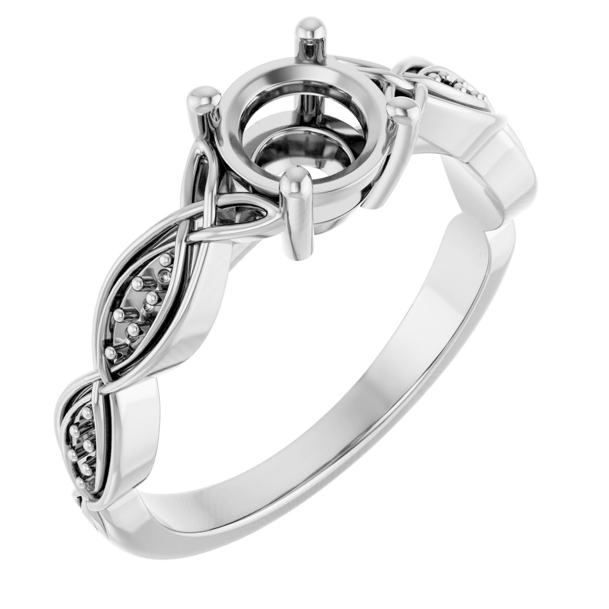 V-End Prong Accented Engagement Ring
