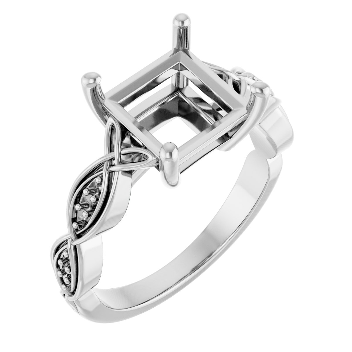 V-End Prong Accented Engagement Ring