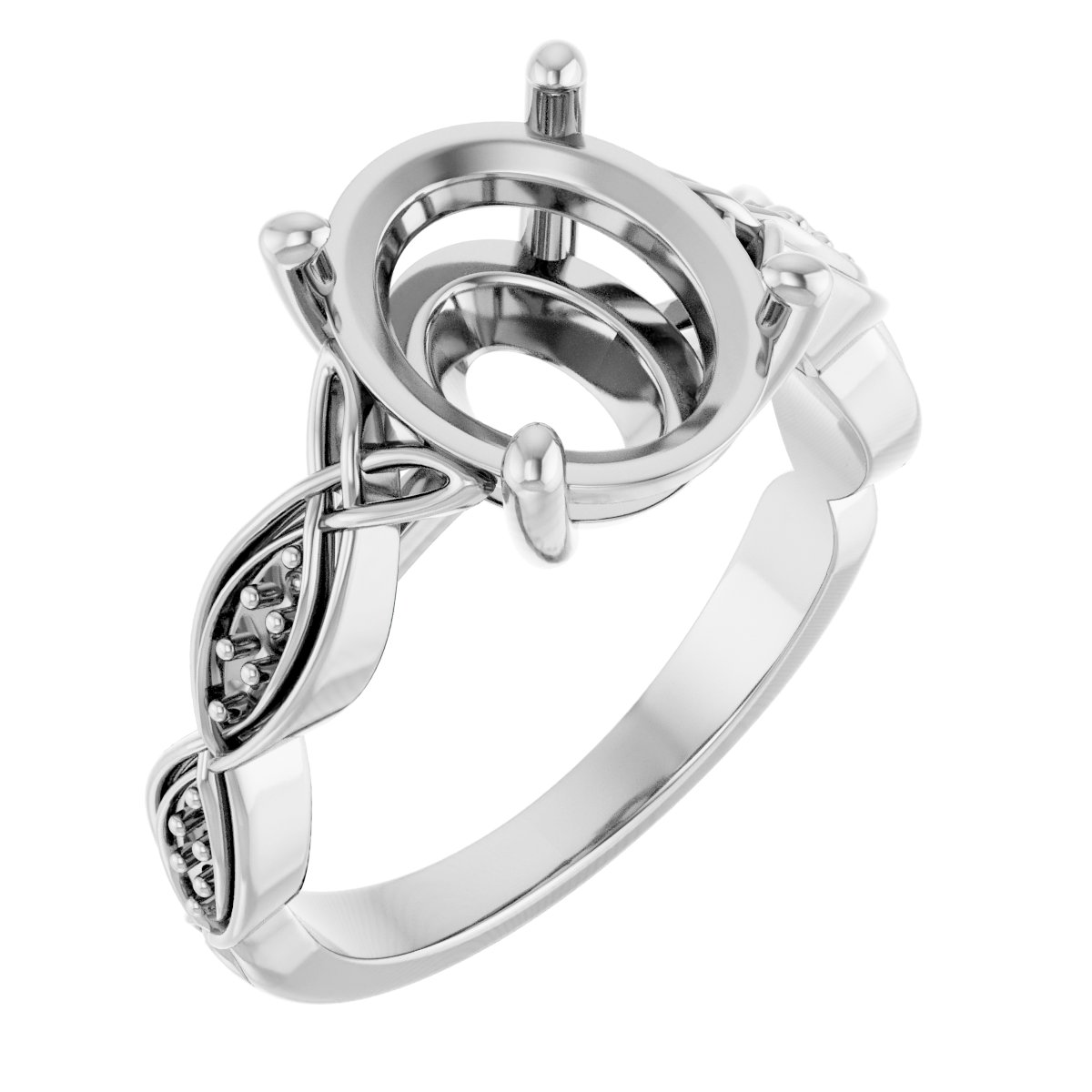 V-End Prong Accented Engagement Ring