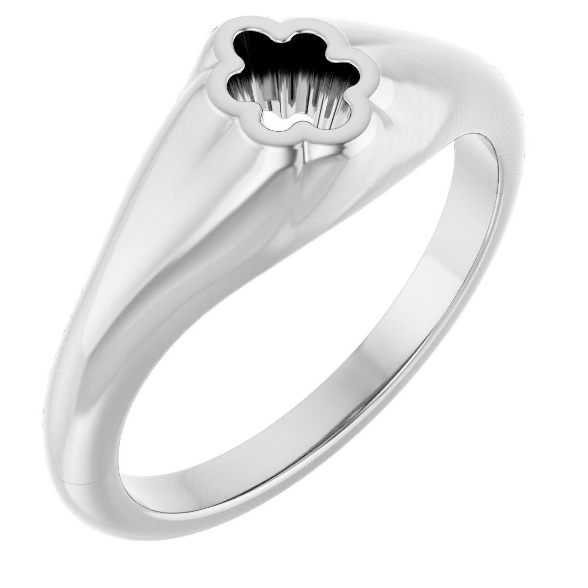 14K White 4x3 mm Pear Ring Mounting