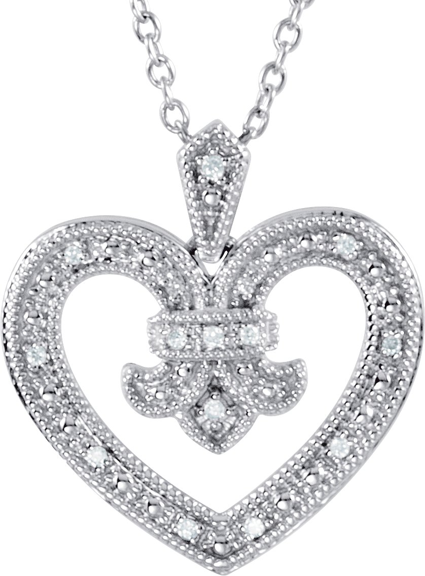 Sterling Silver .06 CTW Natural Diamond Heart 18 Necklace
