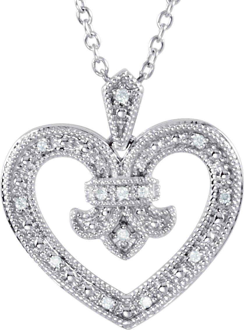 Sterling Silver .06 CTW Diamond Heart 18 inch Necklace Ref. 3676984