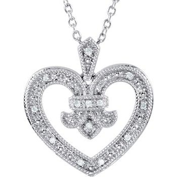 Sterling Silver .06 CTW Diamond Heart 18 inch Necklace Ref. 3676984