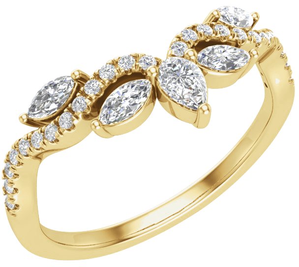 1/2 CTW Natural Diamond Contour Band – 14K Yellow Gold