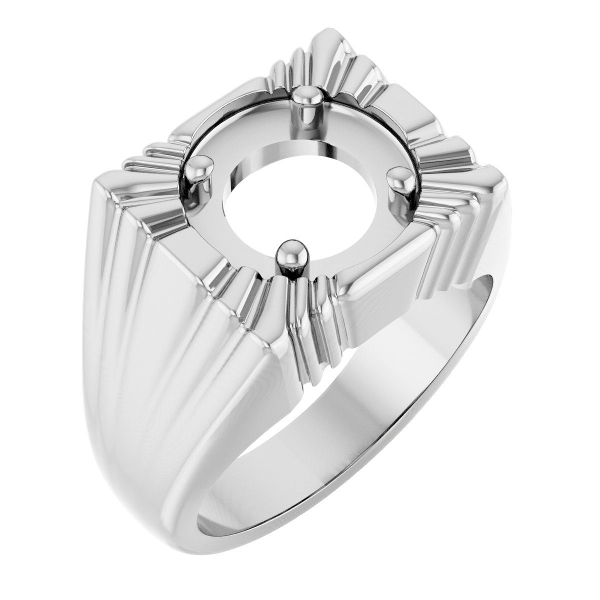 14K White 8 mm Cushion Ring Mounting