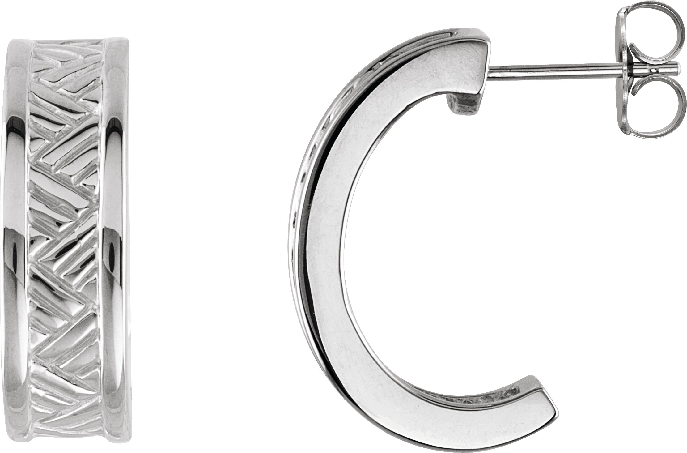 Patterned J-Hoop Earrings