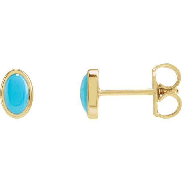 14K Yellow Natural Turquoise Earrings