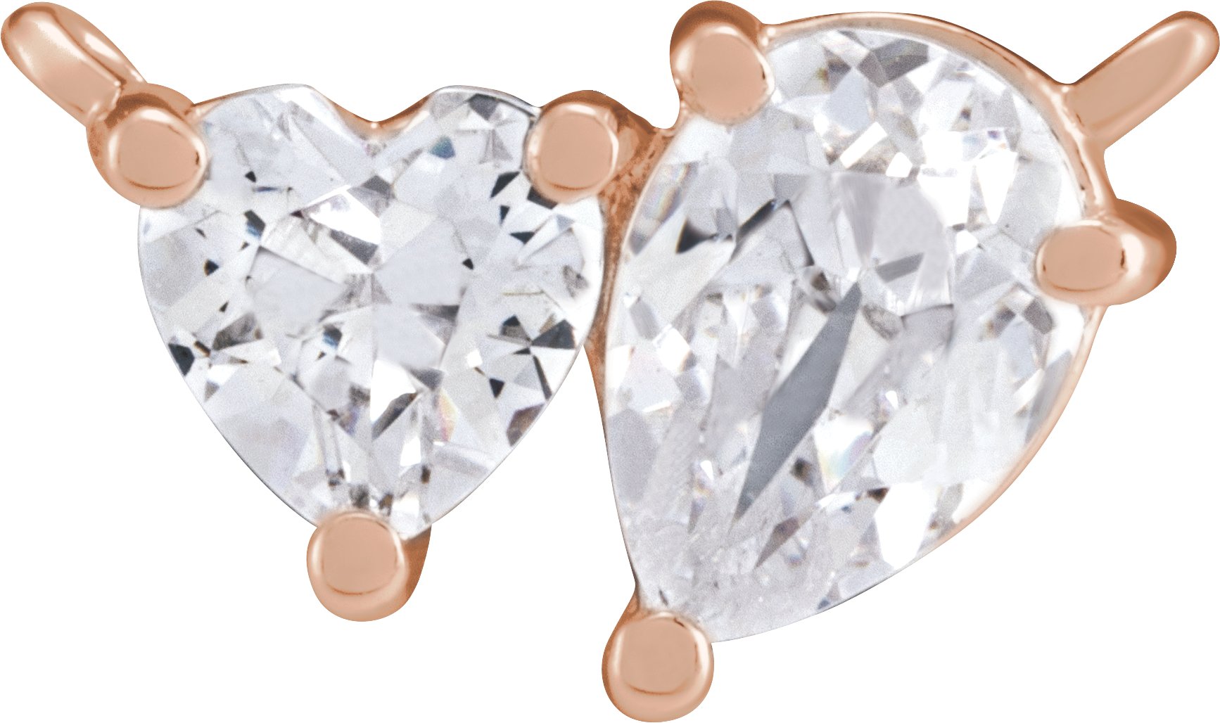 14K Rose 1/2 CTW Lab-Grown Diamond Two-Stone Necklace Center
