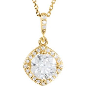 14K Yellow 1.17 CTW Diamond Halo Style 18 inch Necklace Ref 3587973