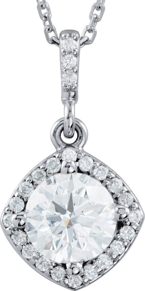 14K White .375 CTW Diamond Halo Style 18 inch Necklace Ref 3473968