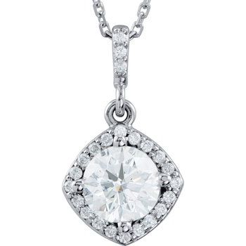 14K White .50 CTW Diamond Halo Style 18 inch Necklace Ref 3588007