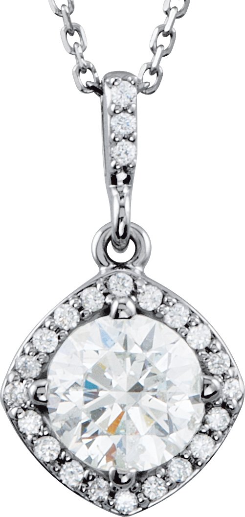 14K White 1 CTW Diamond Halo Style 18 inch Necklace Ref 3588260