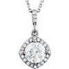 14K White 1 CTW Diamond Halo Style 18 inch Necklace Ref 3588260