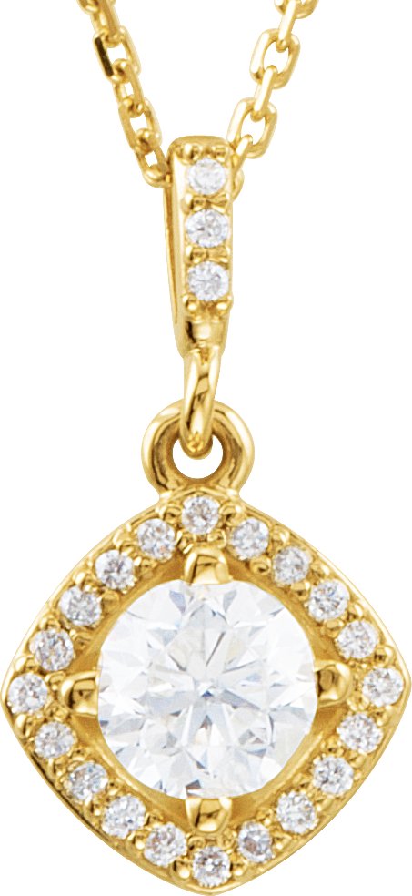 14K Yellow .625 CTW Diamond Halo Style 18 inch Necklace Ref 3588052