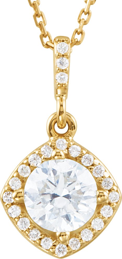 14K Yellow .875 CTW Diamond Halo Style 18 inch Necklace Ref 3588226