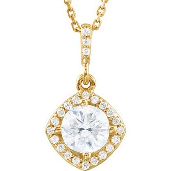 14K Yellow .875 CTW Diamond Halo Style 18 inch Necklace Ref 3588226