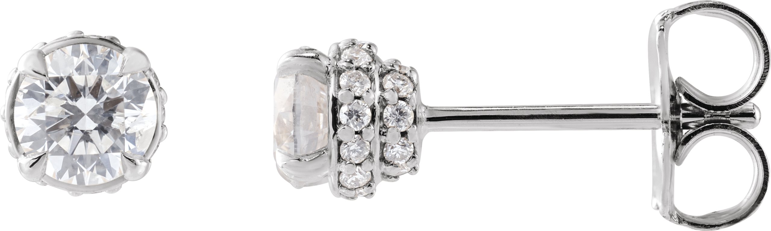 Round 4-Prong Hidden Halo-Style Stud Earrings