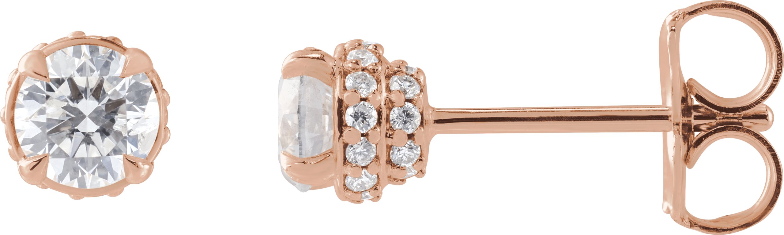 Round 4-Prong Hidden Halo-Style Stud Earrings