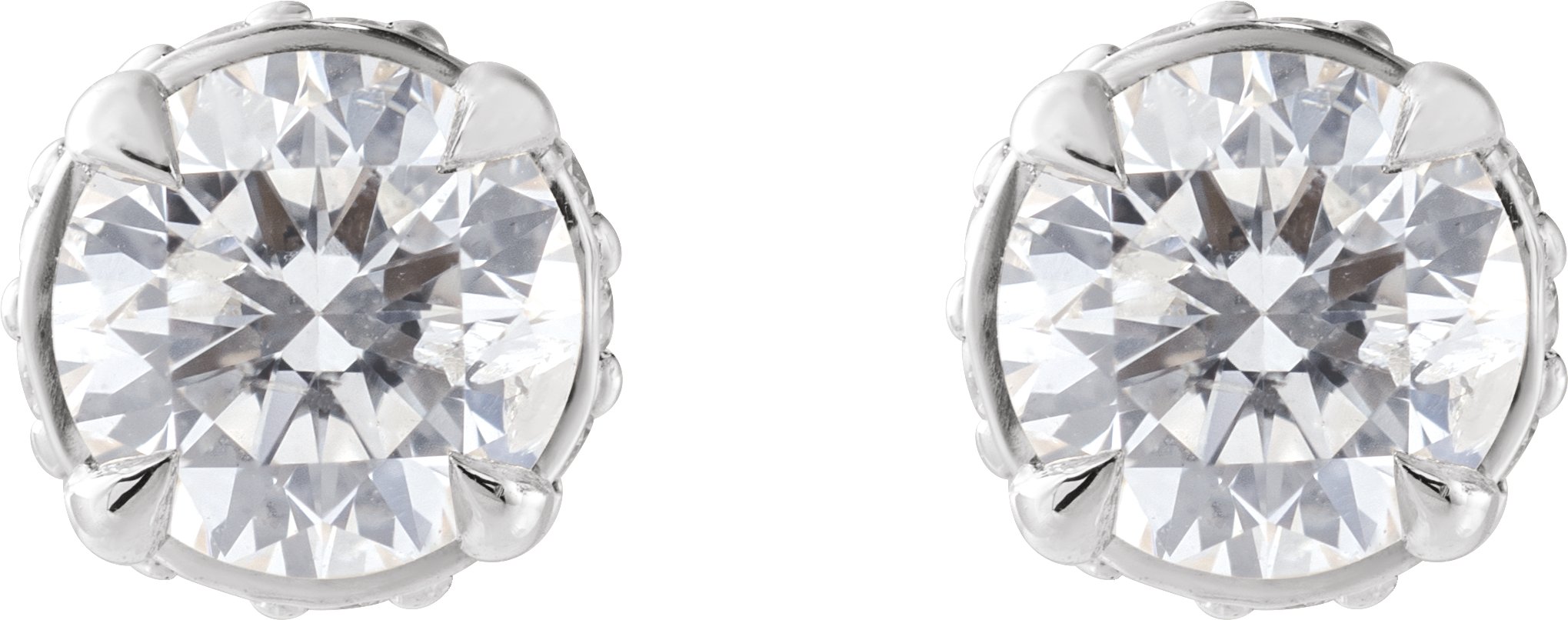 Alternative view of Round 4-Prong Hidden Halo-Style Stud Earrings