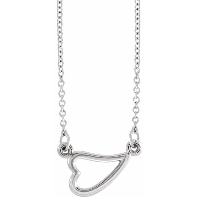 14K White Adjustable Heart 16-18" Necklace