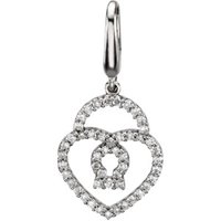 14K White 1/4 Natural Diamond Heart Padlock Charm