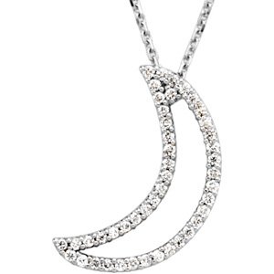 14K White 1/5 CTW Natural Diamond Crescent Moon 16" Necklace