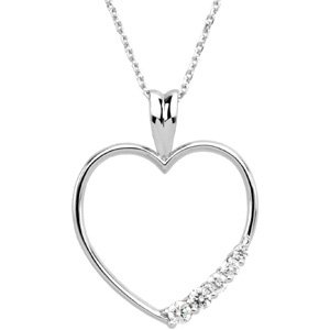 1/5 CTW Natural Diamond Journey Heart Necklace – 14K Yellow Gold