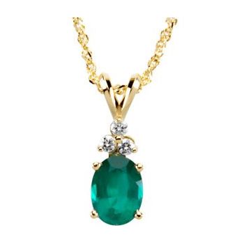 14K Yellow Emerald and .10 CTW Diamond 18 inch Necklace Ref 2570727