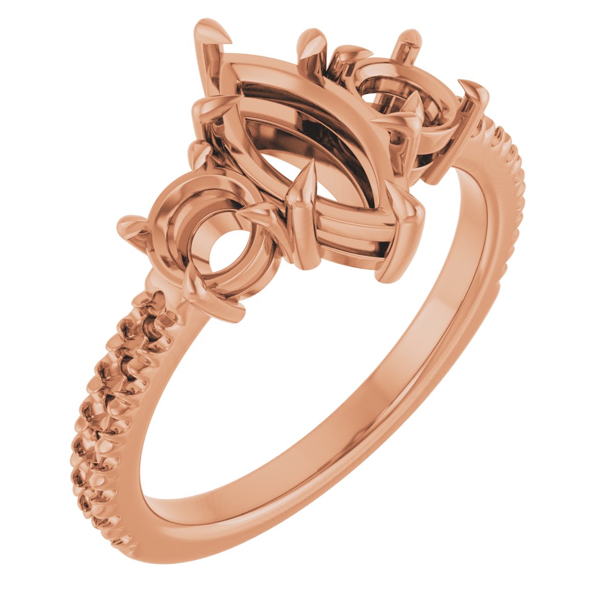 Claw-Prong Three-Stone Engagement Ring