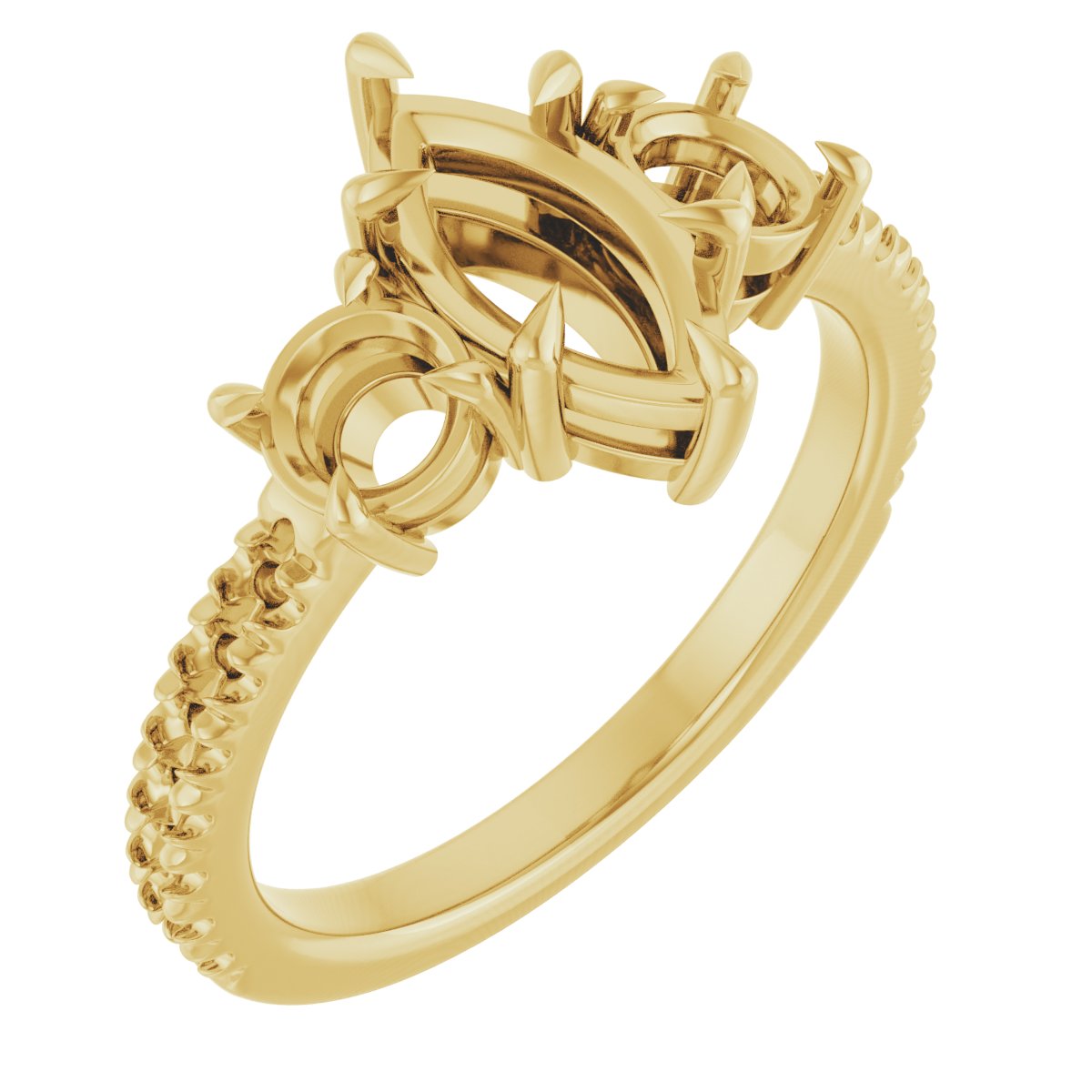 Claw-Prong Three-Stone Engagement Ring