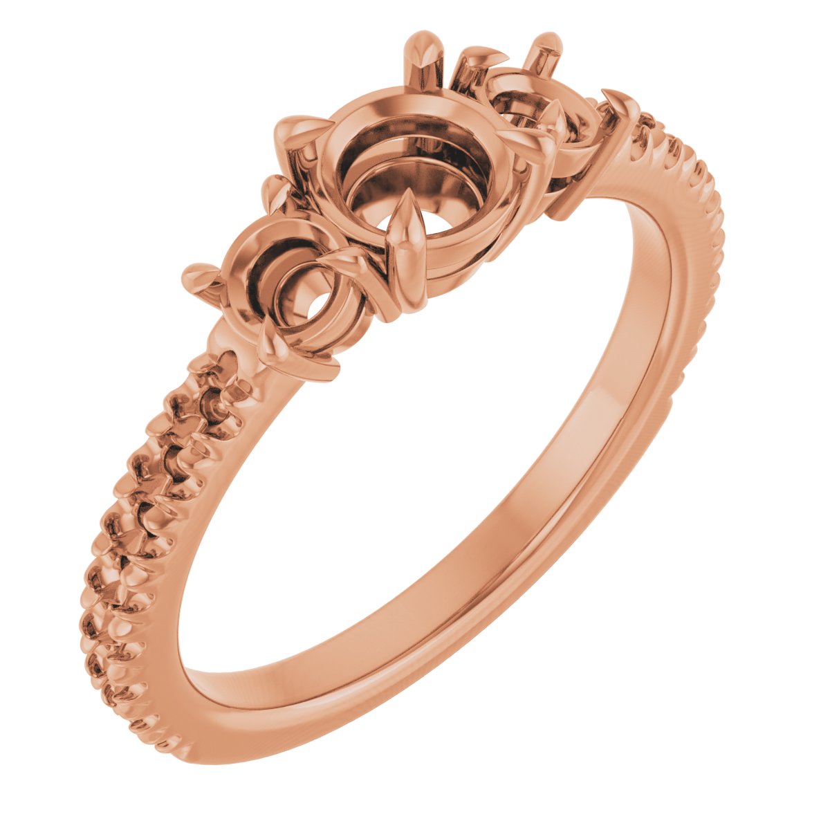 Claw-Prong Three-Stone Engagement Ring