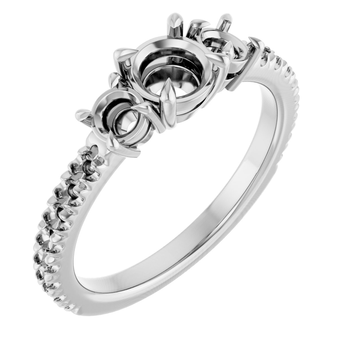 Claw-Prong Three-Stone Engagement Ring