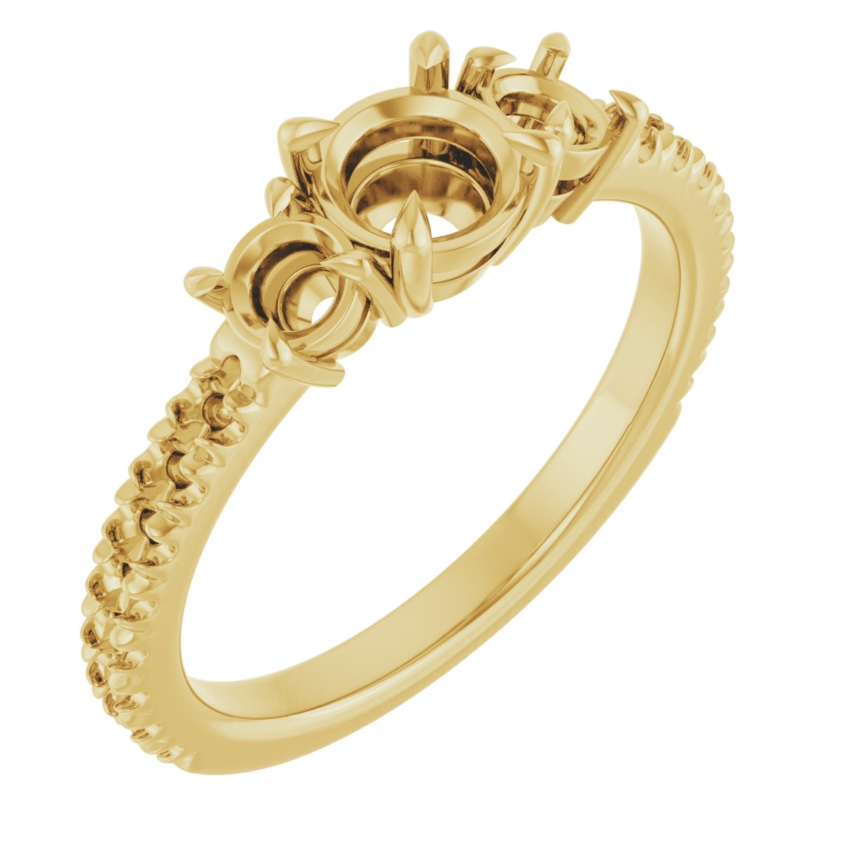 Claw-Prong Three-Stone Engagement Ring
