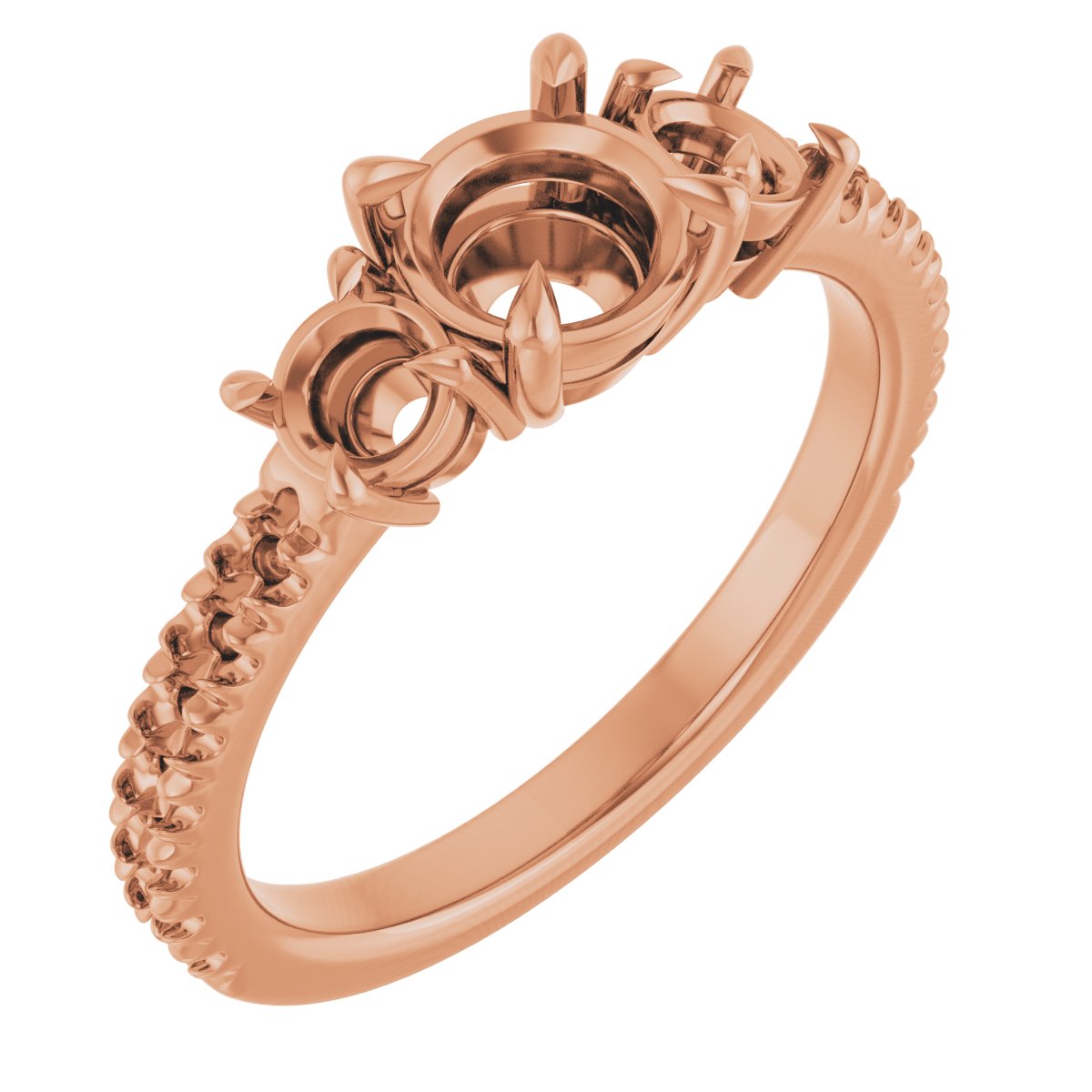 Claw-Prong Three-Stone Engagement Ring