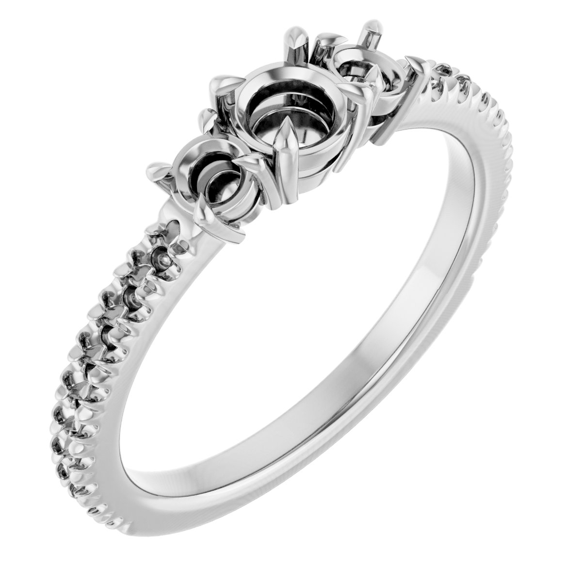 Claw-Prong Three-Stone Engagement Ring