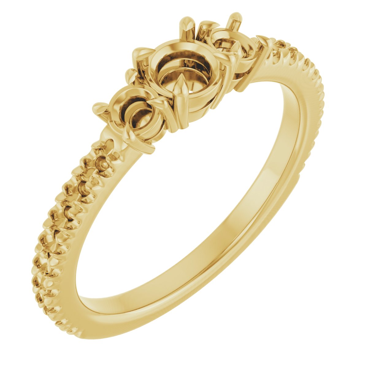Claw-Prong Three-Stone Engagement Ring