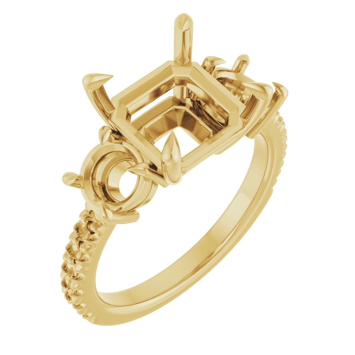 Claw-Prong Three-Stone Engagement Ring