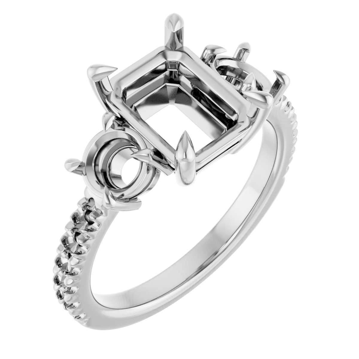 Claw-Prong Three-Stone Engagement Ring