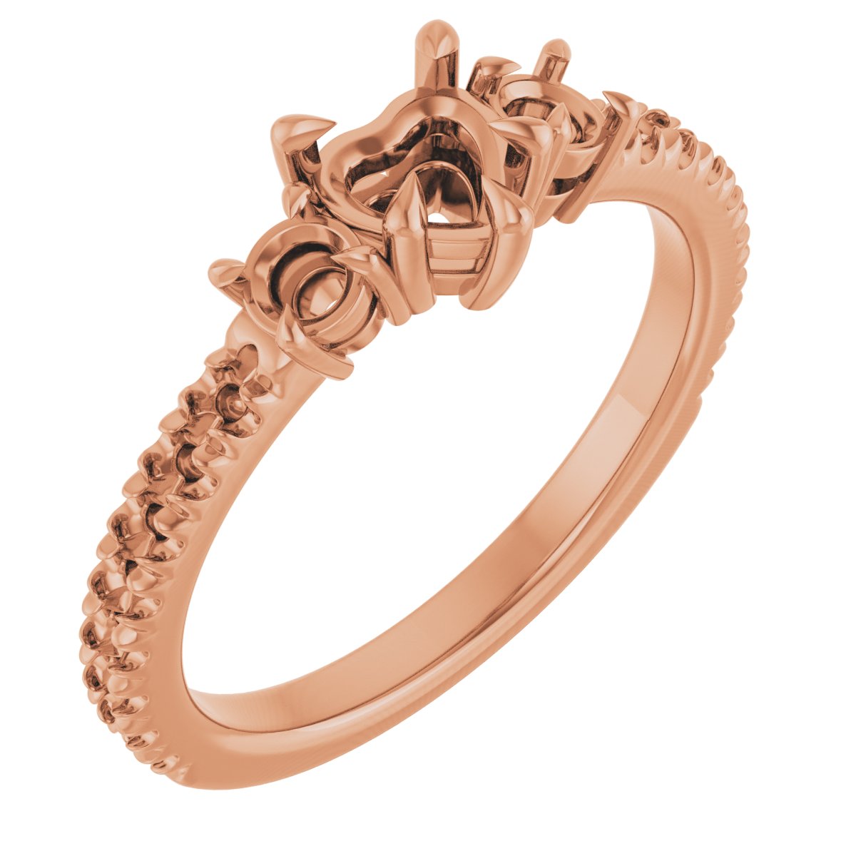 Claw-Prong Three-Stone Engagement Ring