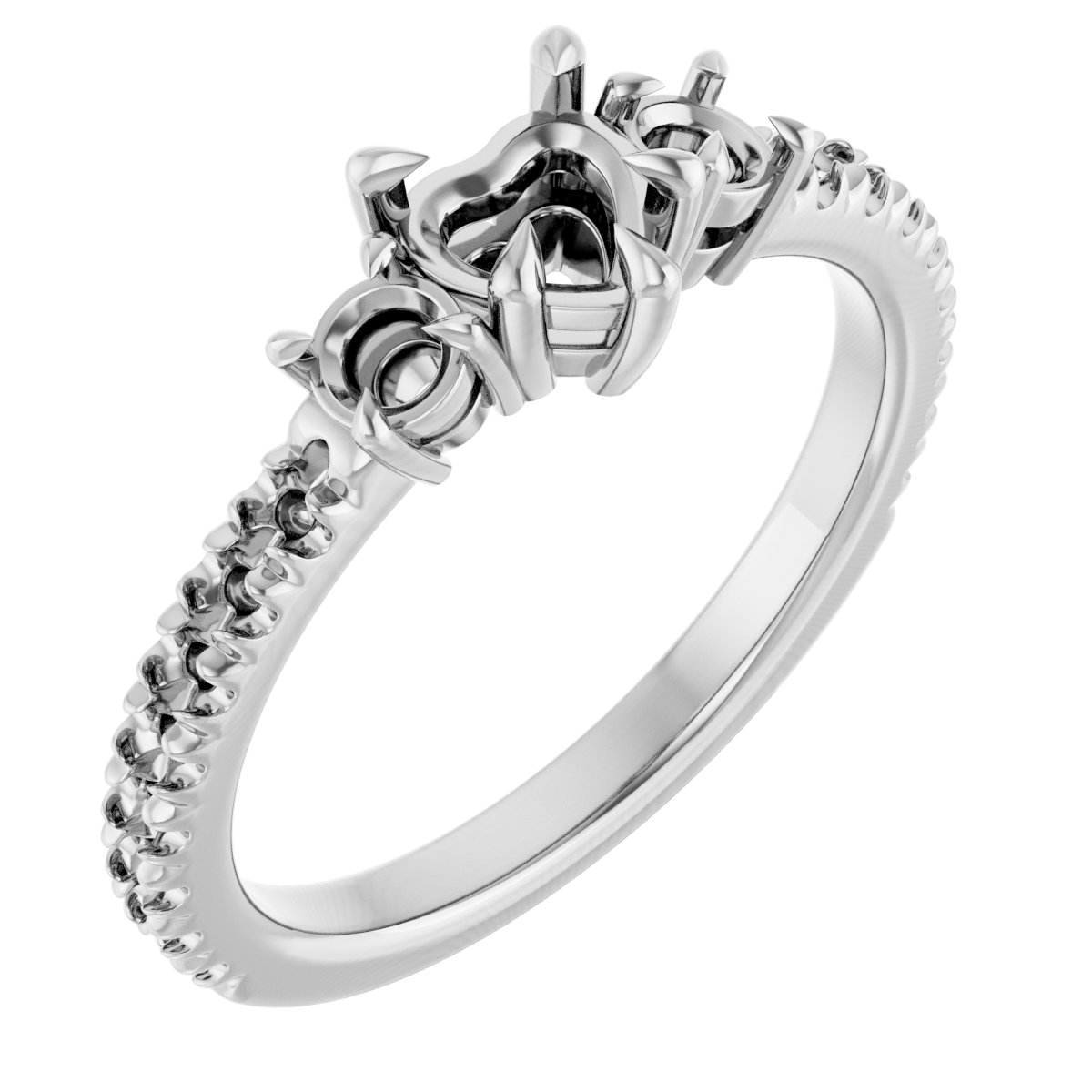 Claw-Prong Three-Stone Engagement Ring