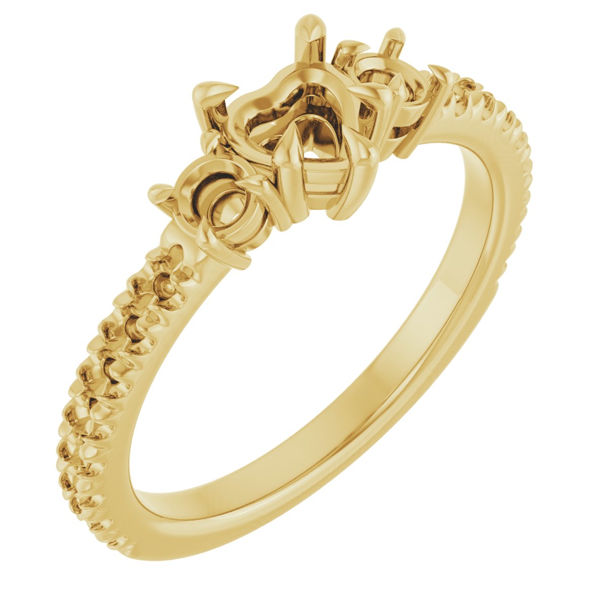Claw-Prong Three-Stone Engagement Ring