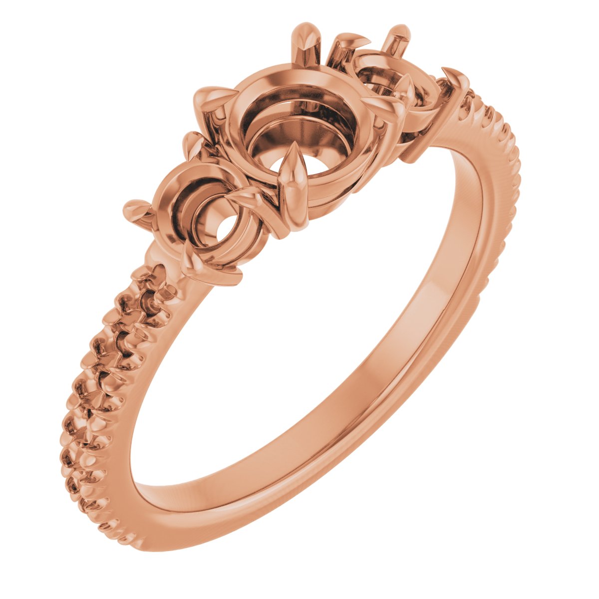 Claw-Prong Three-Stone Engagement Ring