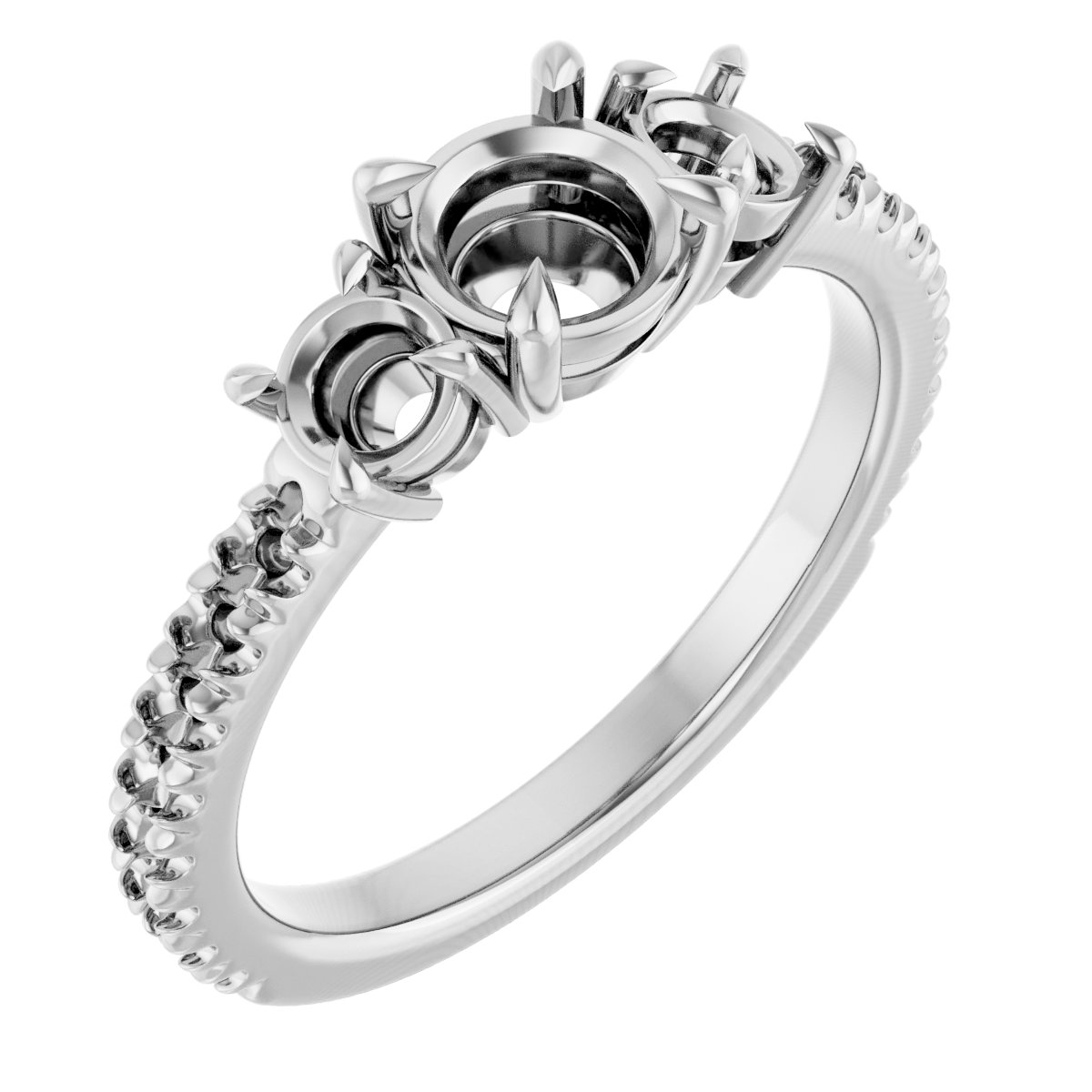 Claw-Prong Three-Stone Engagement Ring