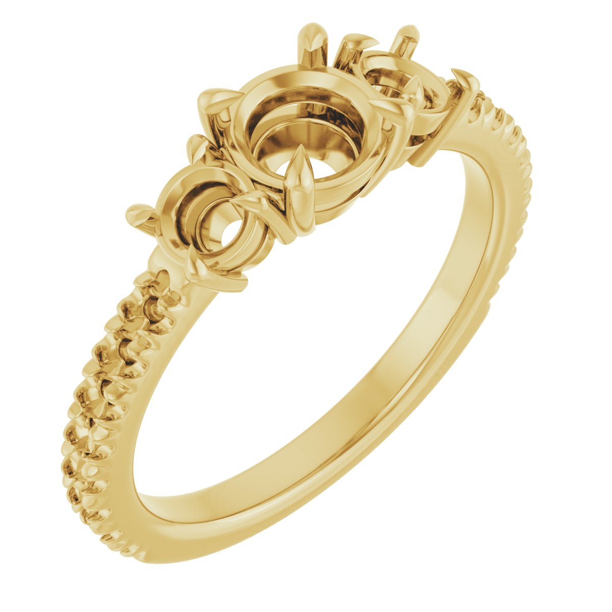 Claw-Prong Three-Stone Engagement Ring