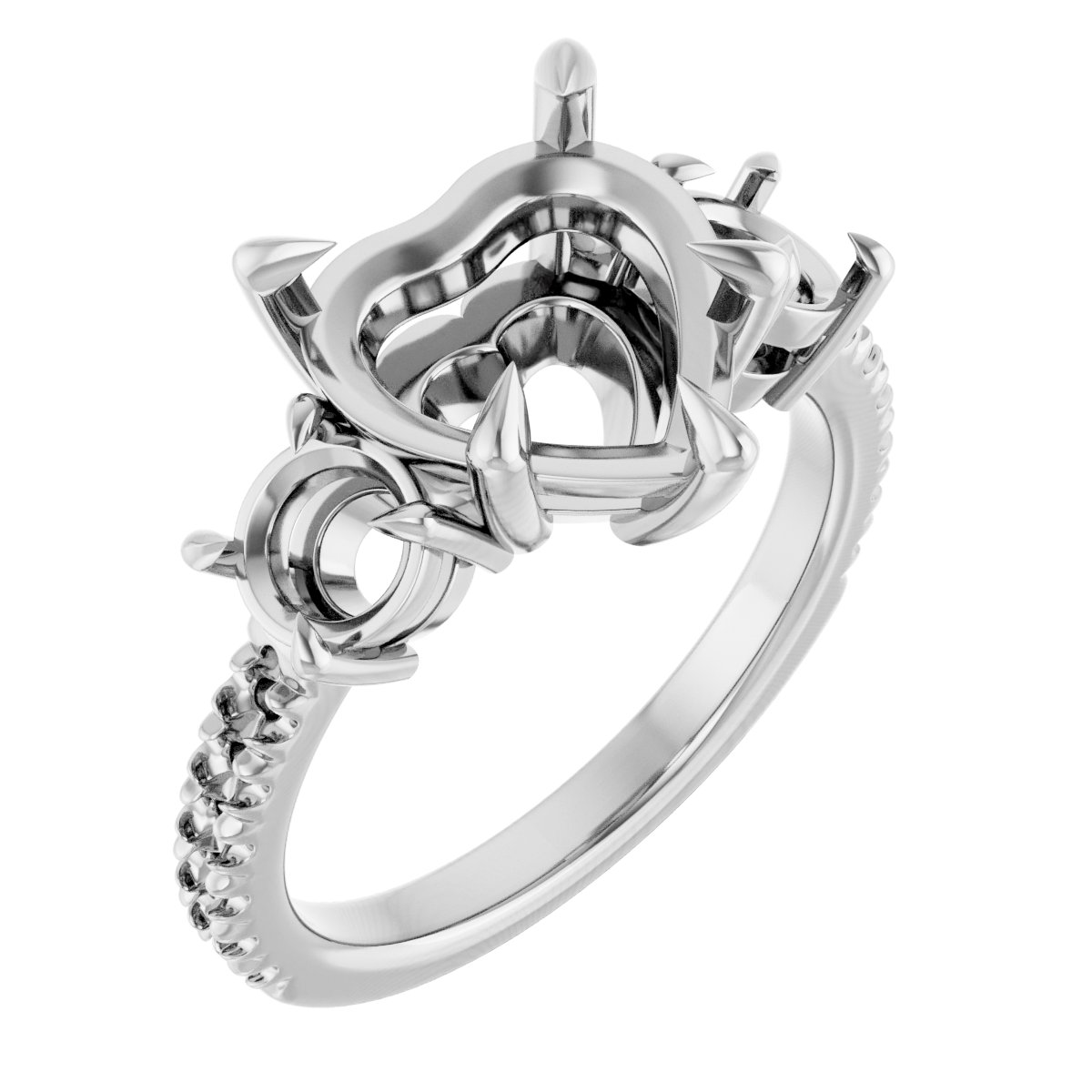 Claw-Prong Three-Stone Engagement Ring