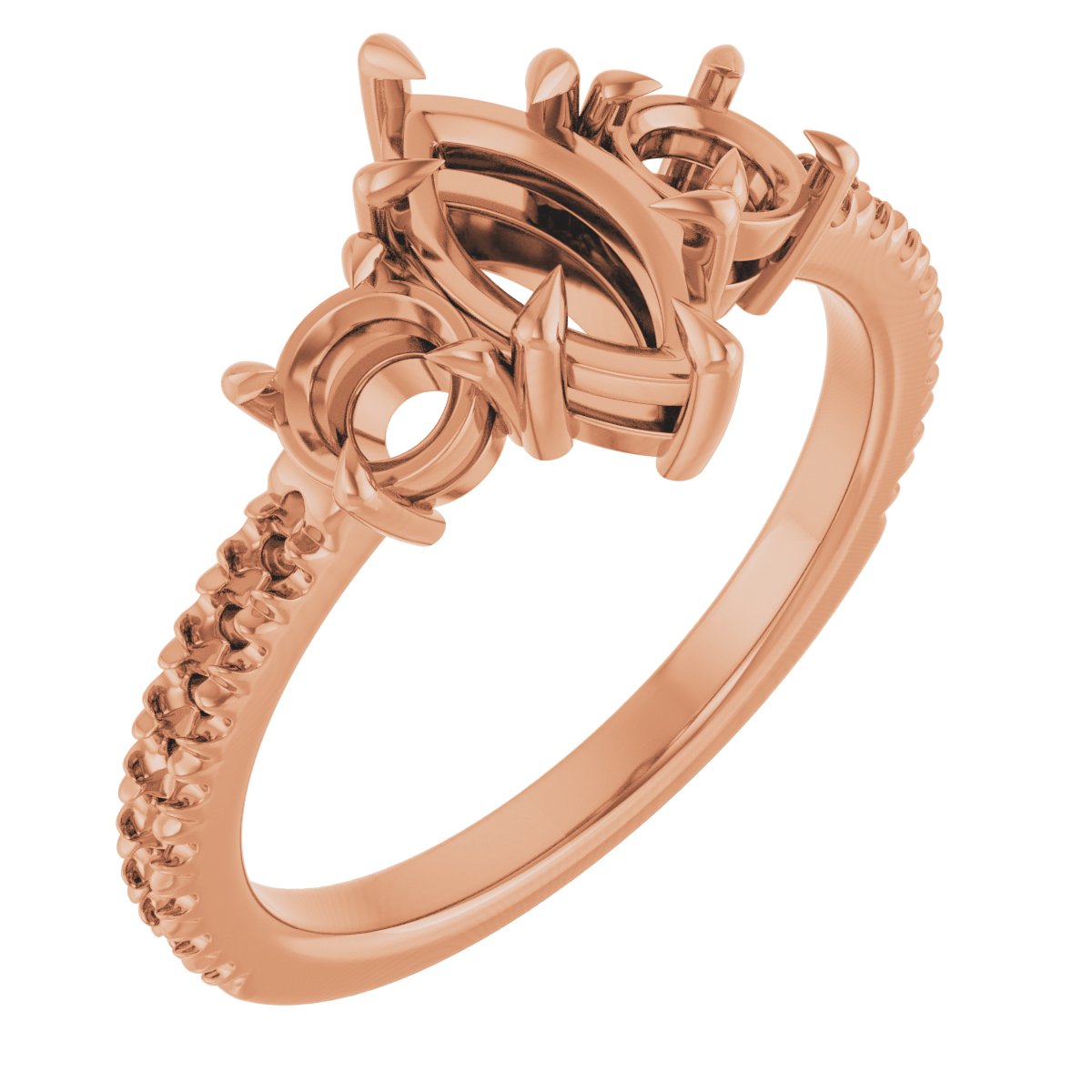 Claw-Prong Three-Stone Engagement Ring