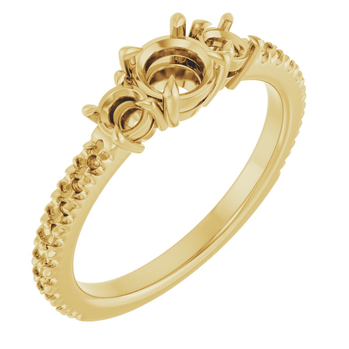 Claw-Prong Three-Stone Engagement Ring
