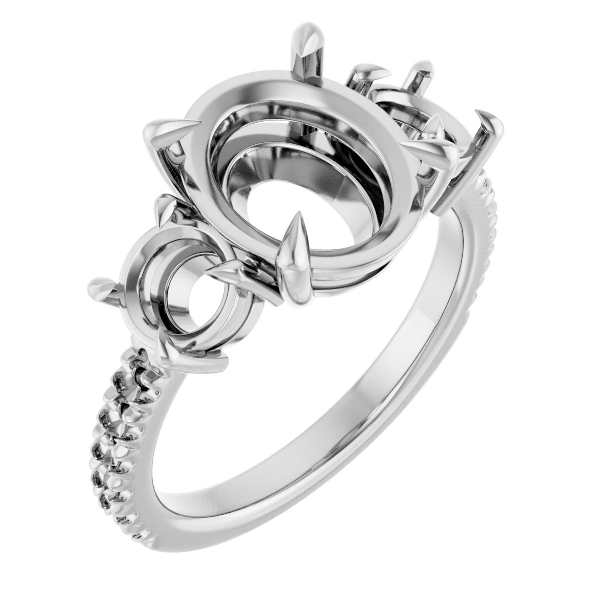 Claw-Prong Three-Stone Engagement Ring