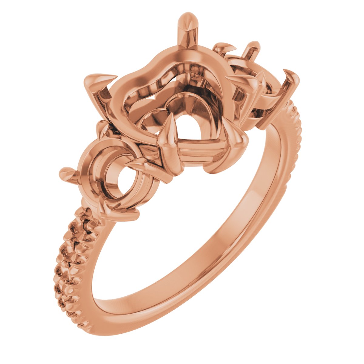 Claw-Prong Three-Stone Engagement Ring