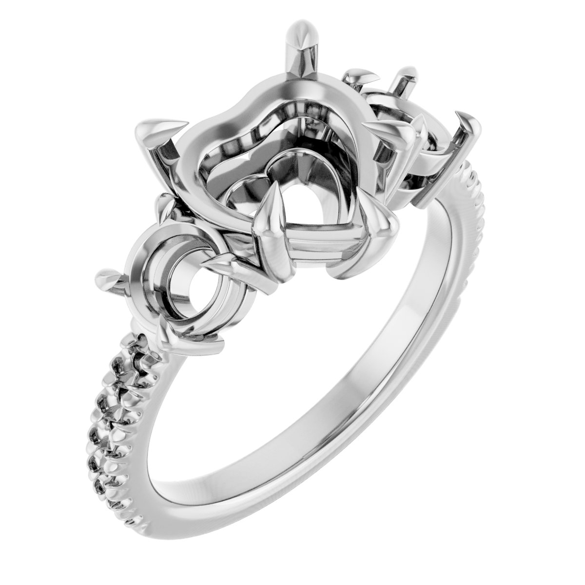 Claw-Prong Three-Stone Engagement Ring